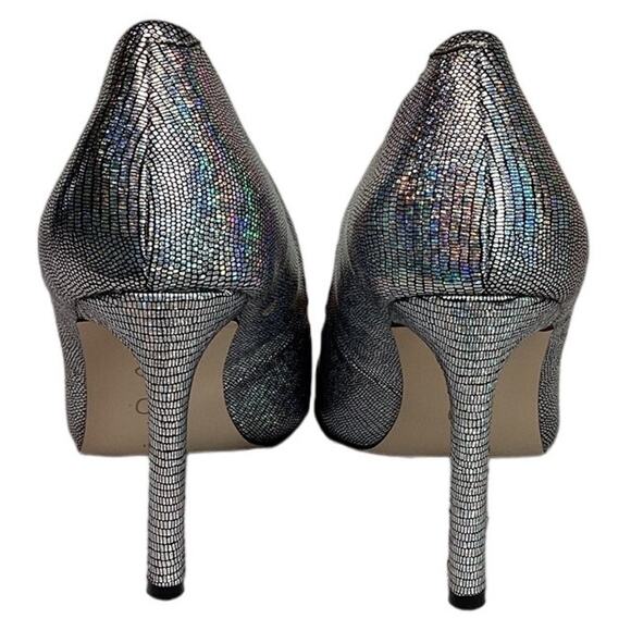 Jessica Simpson Metallic Stiletto Pumps Silver 9.5 Disco Party Heels Iridescent - Picture 3 of 10